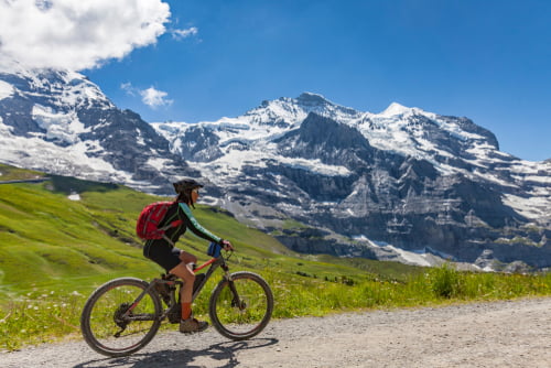 mountain biking woman