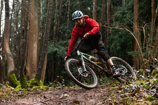 Starling bikes cyclist in forest